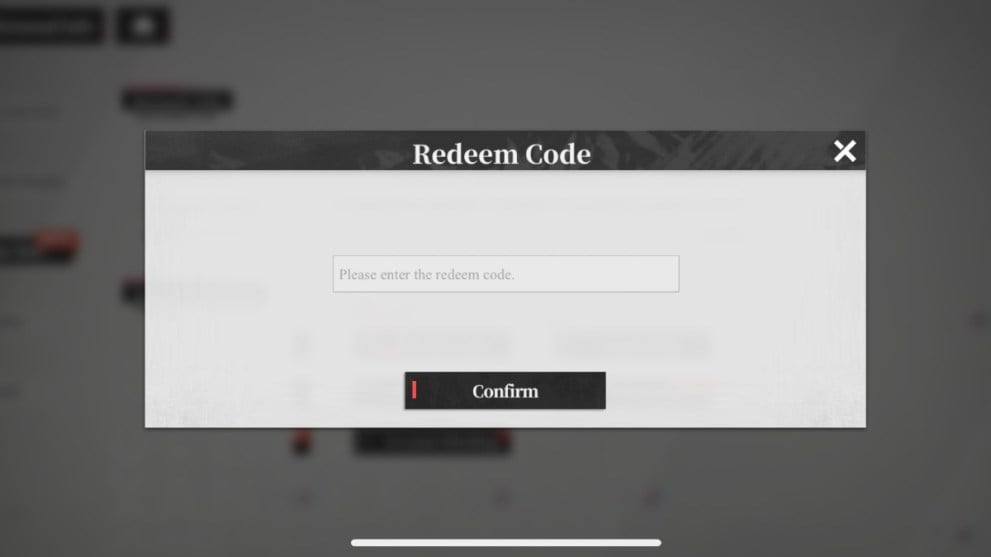 The code redemption screen in Echocalypse.