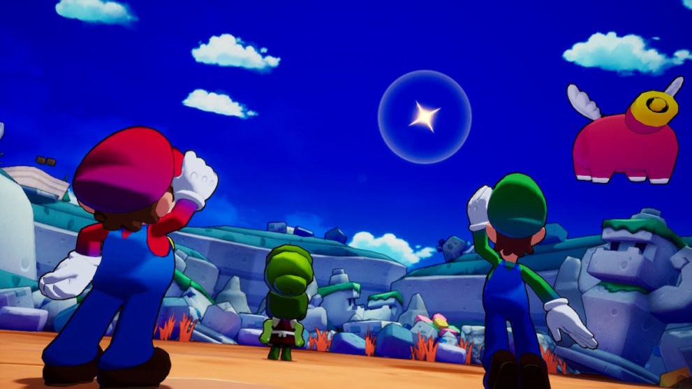 Mario and Luigi looking to the horizon