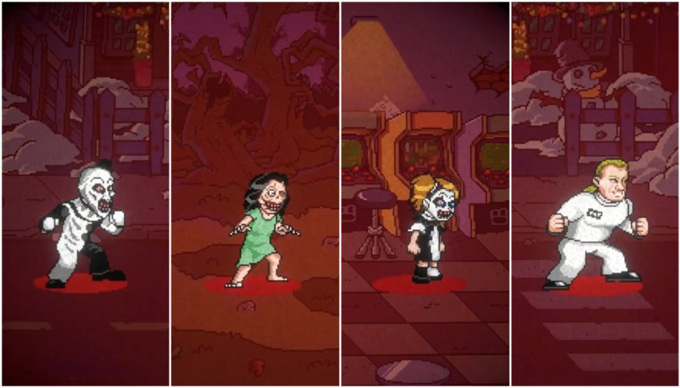 A Collage Showing The Four Playable Characters From Terrifier: The ARTcade Game.